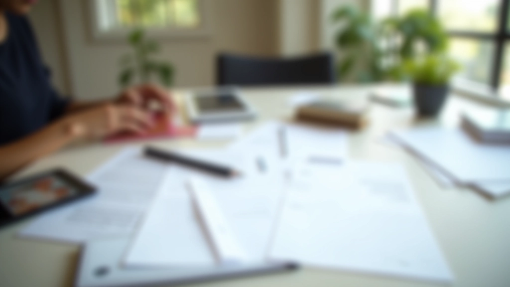 Family documents and relief forms spread on desk showing dependent and spouse relief category information with organized filing system