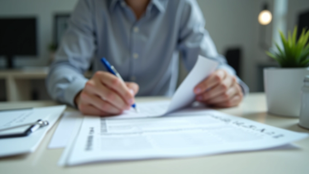 Person writing on extension request form with calendar visible, professional office setting
