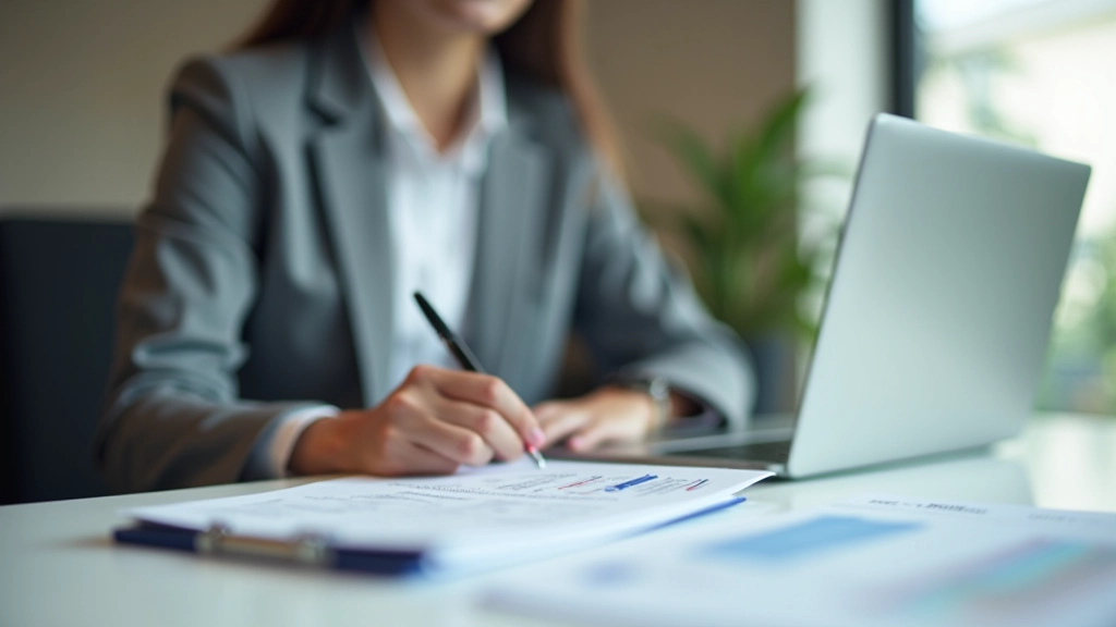 Person reviewing tax documents at desk